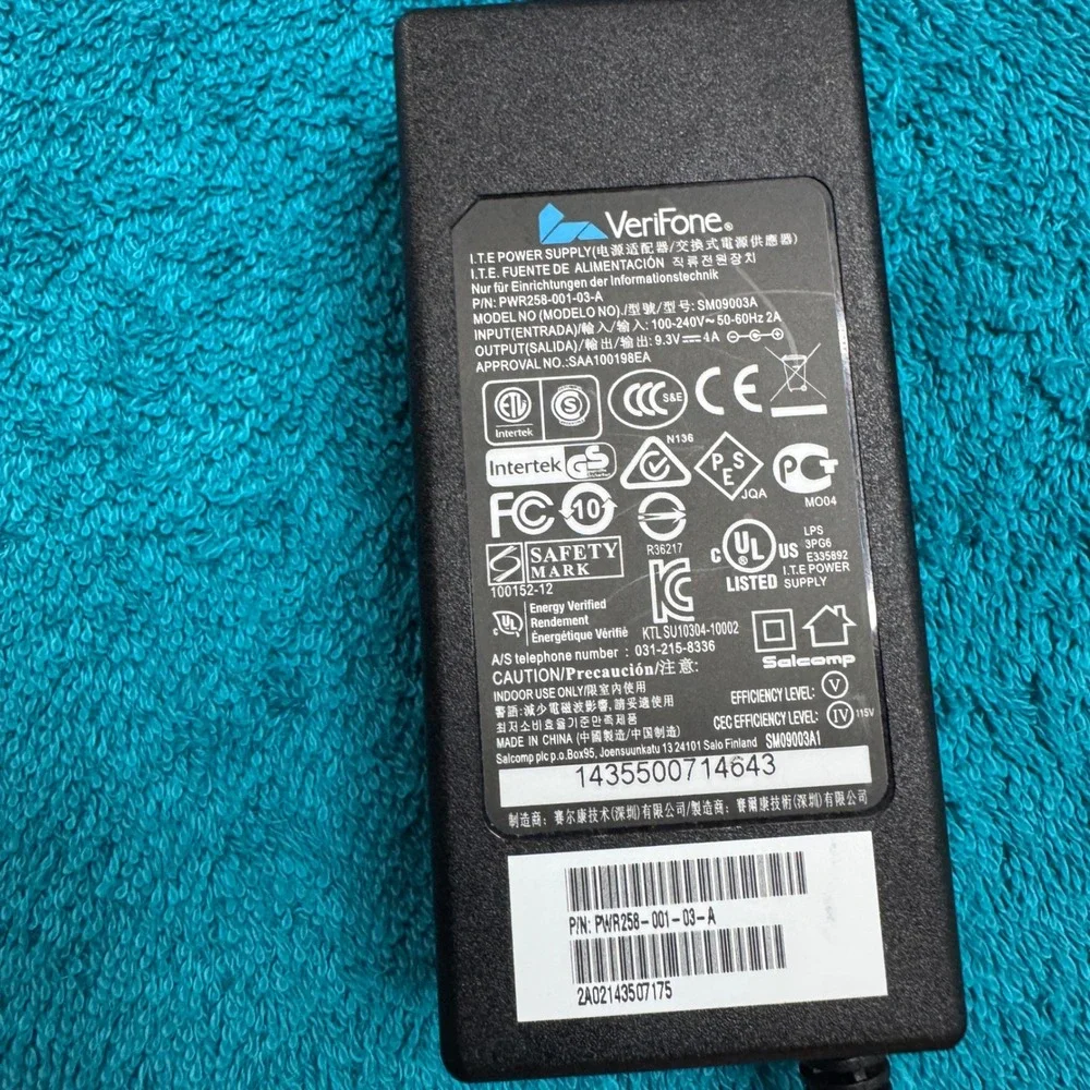 VeriFone AC Adapter SM09003A PWR258-001-03-A‎ 9.3V 4A Power Supply Cord